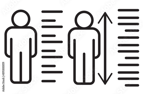 Human height liner and measuring height body icons isolated on transparent background. Vector Illustration.