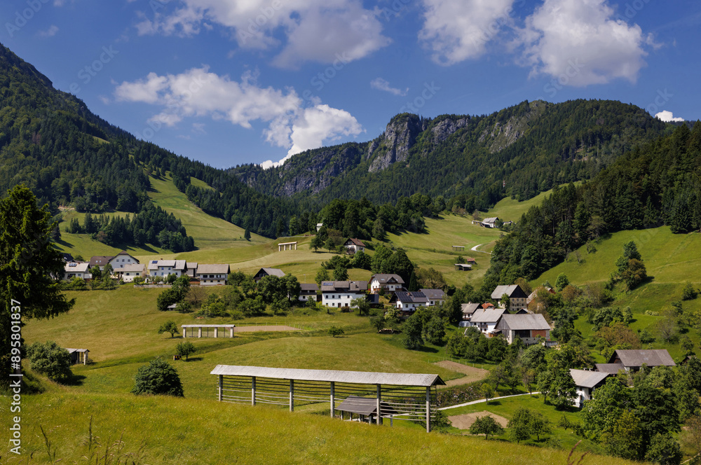 Beautiful view of little village in Slovenia, Europe Beautiful view of little village in Slovenia, Europe