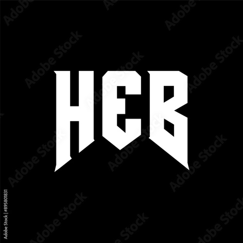 HEB letter logo design for technology company. HEB logo design black and white color combination. HEB logo, HEB vector, HEB design, HEB icon, HEB alphabet. HEB typography logo design. photo