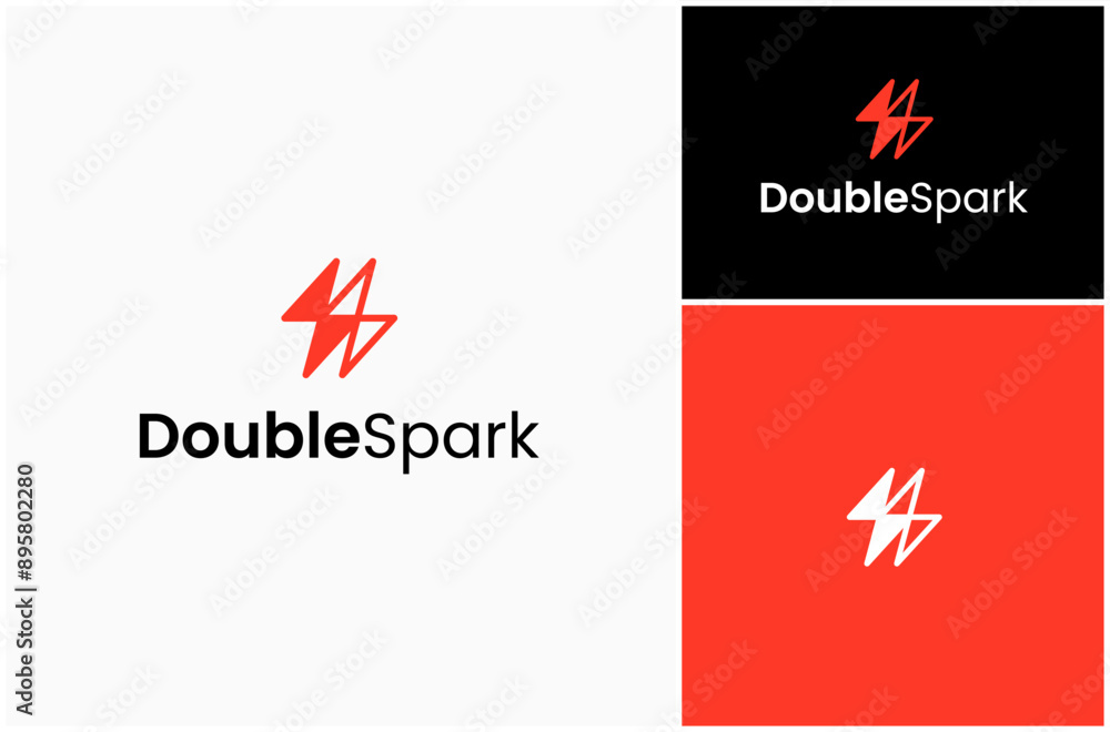 Double Spark Lightning Flash Bolt Electric Power Sparkle Magic Vector Logo Design Illustration Double Spark Lightning Flash Bolt Electric Power Sparkle Magic Vector Logo Design Illustration