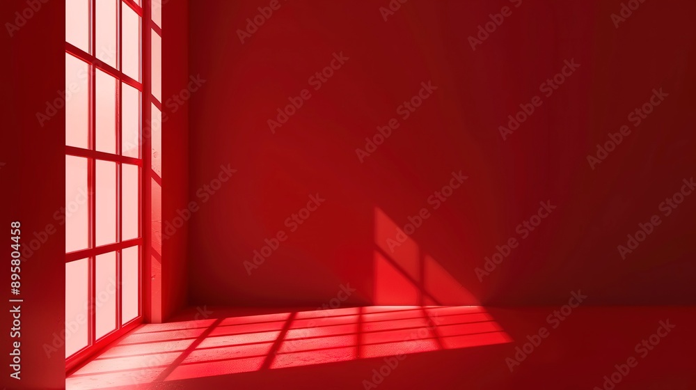 Abstract red studio background for product presentation Backdrop with shadows of window for display product Abstract red studio background for product presentation Backdrop with shadows of window for display product