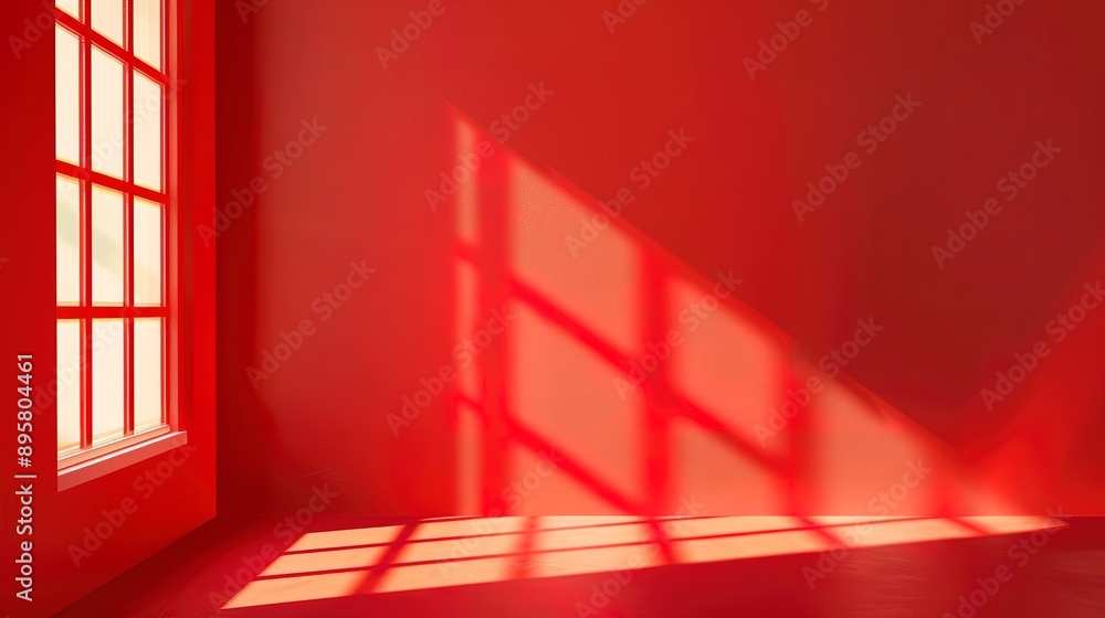 Abstract red studio background for product presentation Backdrop with shadows of window for display product Abstract red studio background for product presentation Backdrop with shadows of window for display product