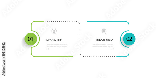 2 step line infographic template vector element