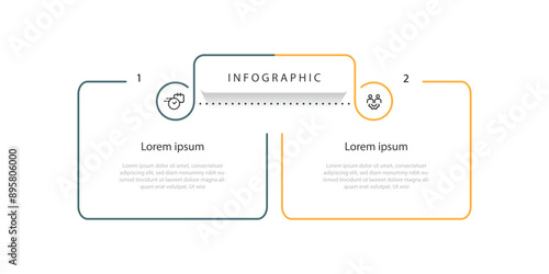 Design template vector infographic with 2 step line connected suitable for web presentation and business information