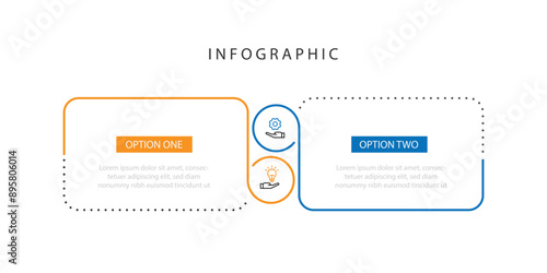 2 step line connected infographic template vector element