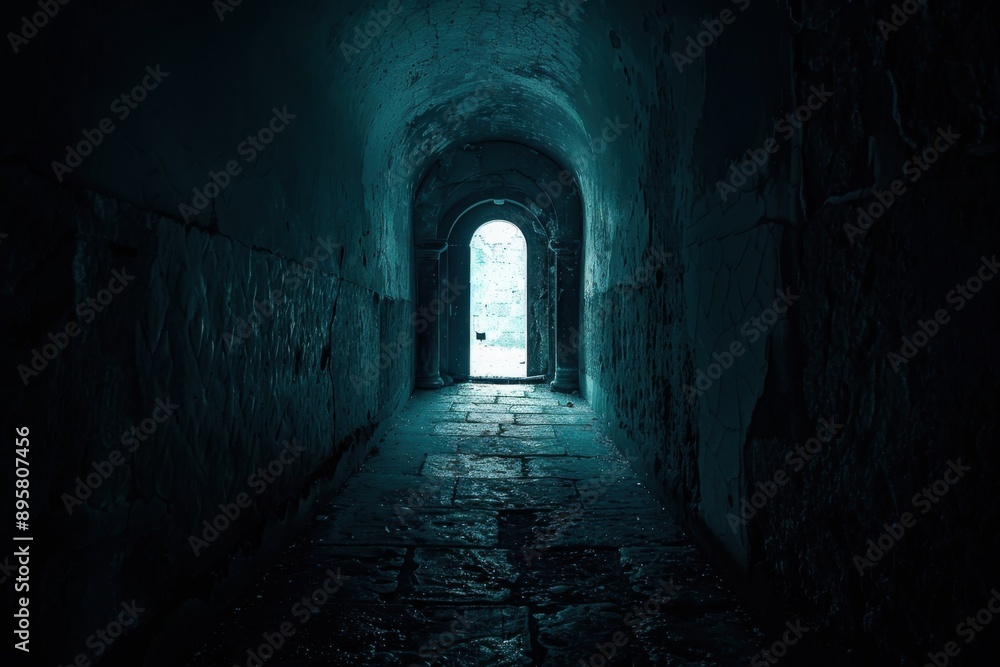 Tunnel of Light: Abstract Concept of Contrast Between Darkness and Doorway Tunnel of Light: Abstract Concept of Contrast Between Darkness and Doorway