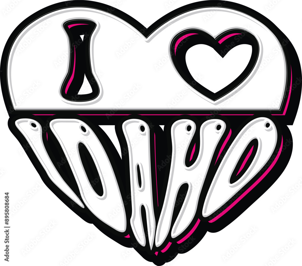 I Love Idaho in Heart Shape hand lettering Typography vector Template I Love Idaho in Heart Shape hand lettering Typography vector Template