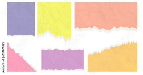 vector torn and crumpled pieces of paper. notebook and sheet, scrapbook old