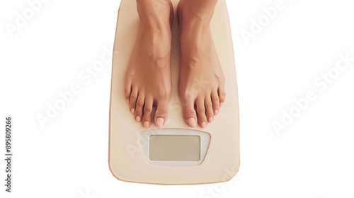 women's feet are on the scale photo