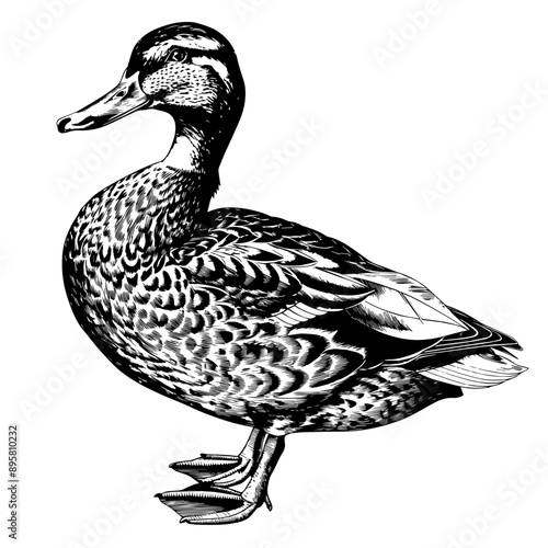 Duck vintage engraved vector illustration