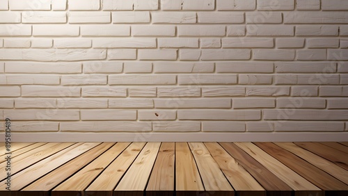 white brick wall and wood floor