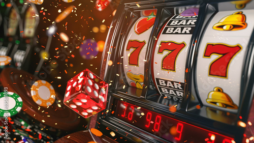 Slot machine, winning position, close-up