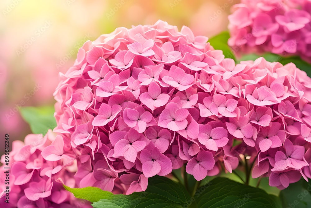 Hydrangea flower vibrant bokeh background, AI Generated Hydrangea flower vibrant bokeh background, AI Generated