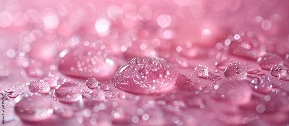 Water Drops on Pink Background with Blurred Bokeh Water Drops on Pink Background with Blurred Bokeh