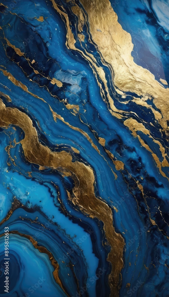 A mesmerizing abstract artwork featuring swirling patterns of deep blue and gold, creating a stunning marbled effect with flowing lines and rich textures A mesmerizing abstract artwork featuring swirling patterns of deep blue and gold, creating a stunning marbled effect with flowing lines and rich textures