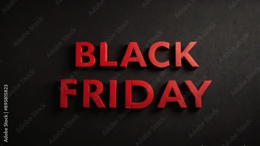 red text BLACK FRIDAY on black background, animation Black Friday, discount promotion, sale banner red text BLACK FRIDAY on black background, animation Black Friday, discount promotion, sale banner