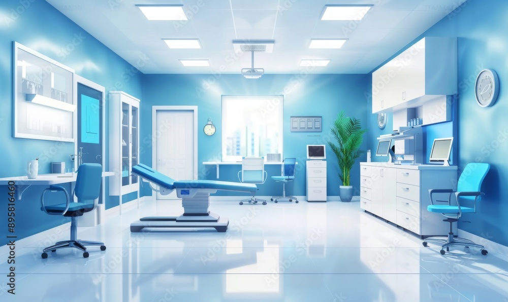 Fototapeta premium a bright modern professional clinic medical space emerge with office and medical equipments all in one healthcare center concept background
