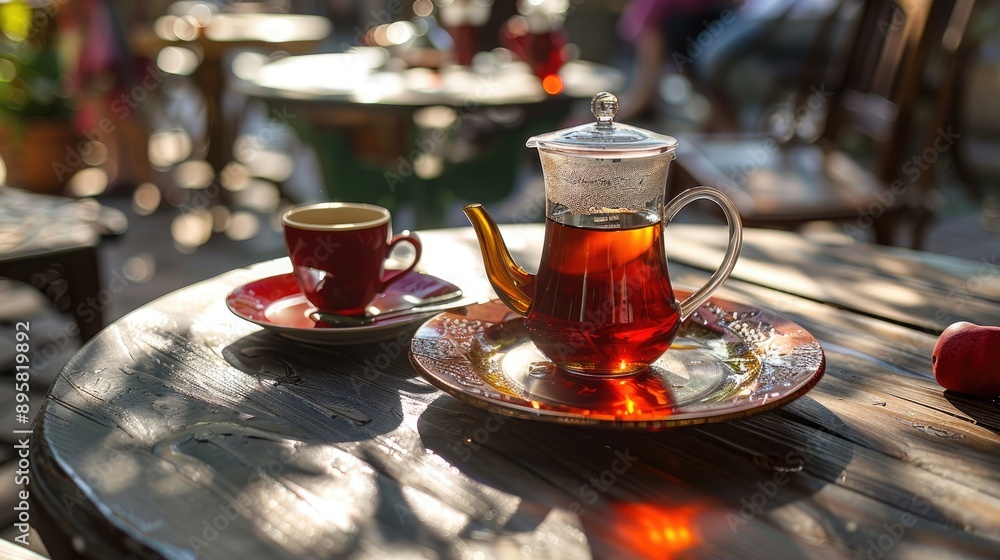 Turkish Tea Turk Cayi in Traditional Turkish Breakfast Setting Uskudar Istanbul Turkey Turkish Tea Turk Cayi in Traditional Turkish Breakfast Setting Uskudar Istanbul Turkey
