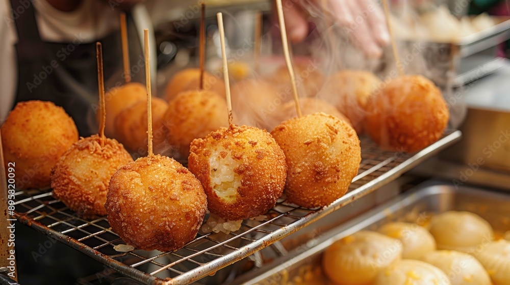 Italian Street Food Delicacy Arancino Deep Fried Rice Balls Available for Purchase Italian Street Food Delicacy Arancino Deep Fried Rice Balls Available for Purchase