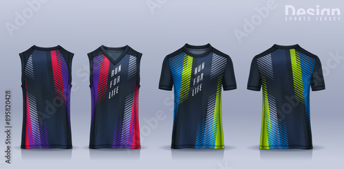 t-shirt sport design template, Soccer jersey mockup for football club, Running singlet,basketball Tank top.	
