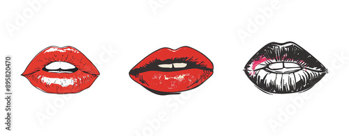 Wallpaper Mural Three different colored lips isolated on white background Torontodigital.ca