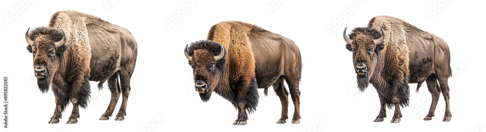 Three American Bison Facing Forward Three American Bison Facing Forward