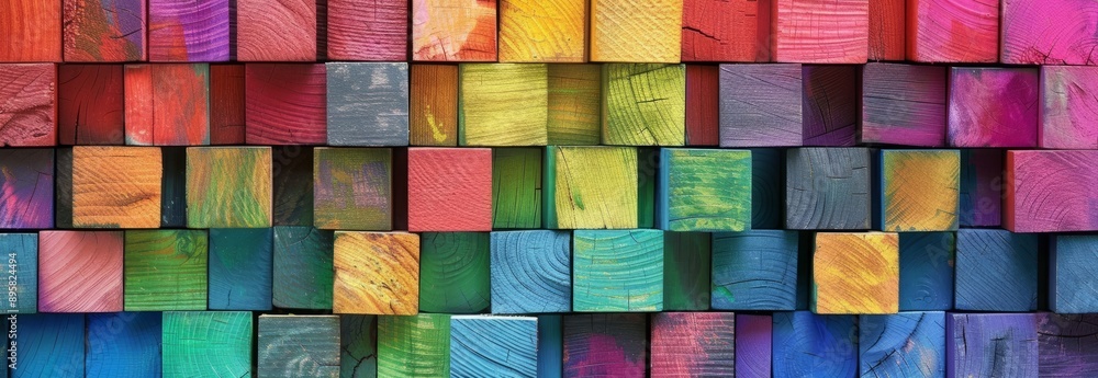 Colorful wooden blocks stack texture aligned background Colorful wooden blocks stack texture aligned background