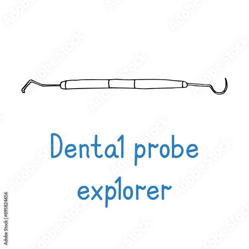 Dental Probe Explorer  - hand drawn dental instrument
