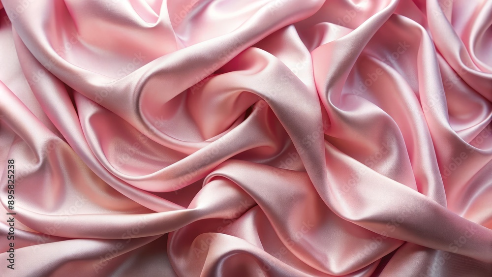 Obraz premium Soft, luxurious silk fabric in gentle waves forms a delicate, abstract pink background with subtle sheen and textured details.