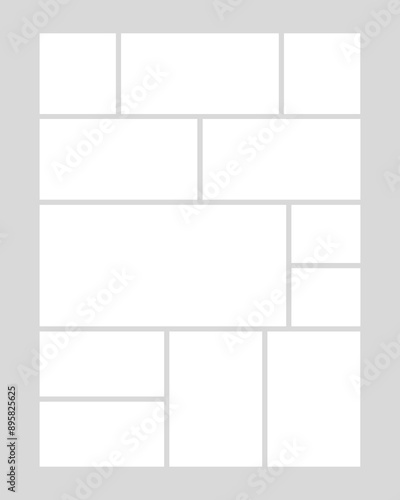 Template collage of twelve frames, images, photo