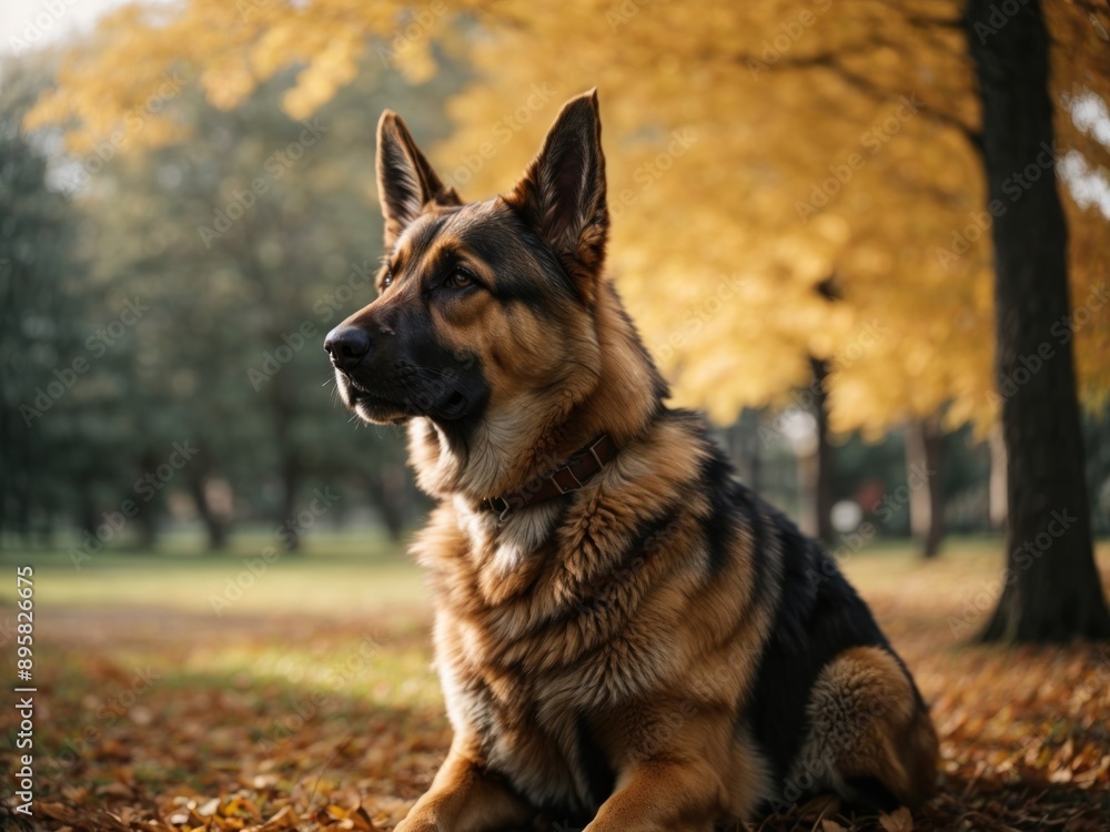 portrait young German shepherd in park portrait young German shepherd in park