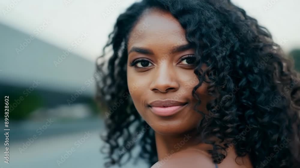 Serene beauty of young African-American woman outdoors