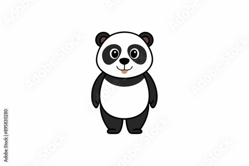 Funny Panda Vector Illustration on White Background Cartoon, Clipart, Line Art Design, Funny panda vector illustration on white background, perfect for cartoons, clipart, and line art designs