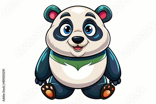 Funny Panda Vector Illustration on White Background Cartoon, Clipart, Line Art Design, Funny panda vector illustration on white background, perfect for cartoons, clipart, and line art designs photo