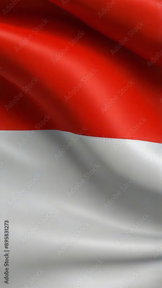 Naklejka premium Indonesian flag waving the red and white flag represents symbol of courage and purity, picture the flag of Indonesia