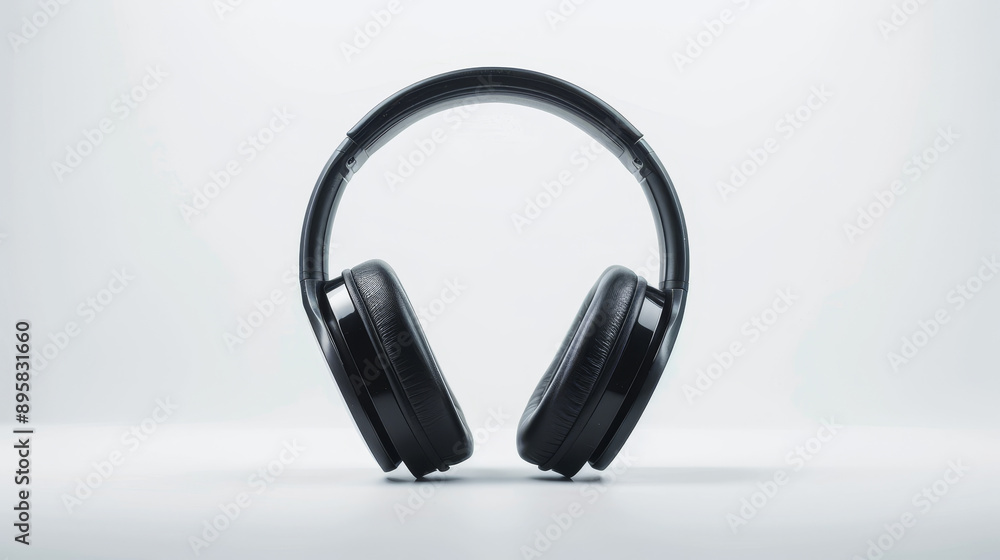 Close-up, low-key photograph of black headphones. Close-up, low-key photograph of black headphones.