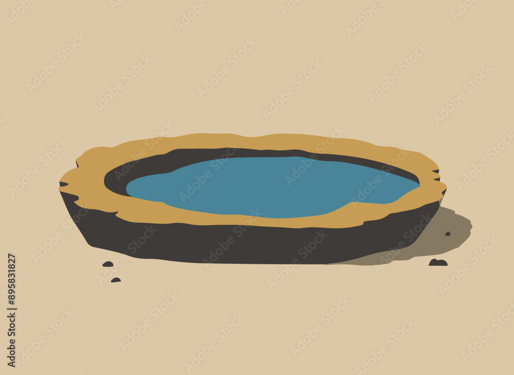 Vector Illustration of a Pond in a Desert Landscape Vector Illustration of a Pond in a Desert Landscape