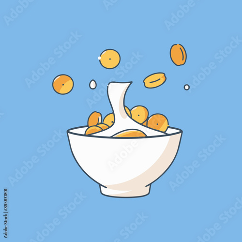 Vector Illustration of Cereal Bowl with Floating Pieces