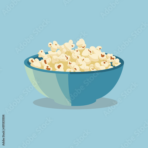 Vector Illustration of a Bowl of Popcorn