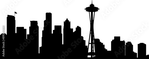 Vector Illustration of Seattle Skyline Silhouette