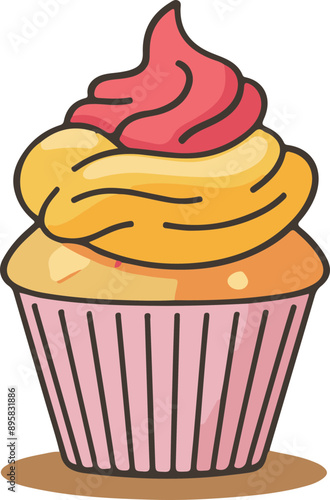 Colorful Vector Cupcake Illustration