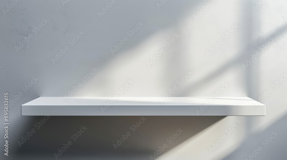 Minimalist White Shelf with Soft Shadows Minimalist White Shelf with Soft Shadows