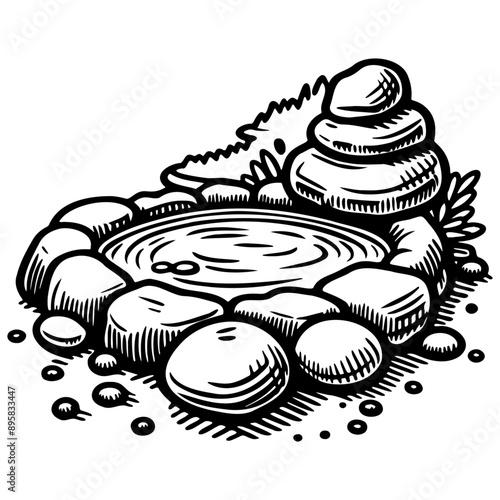 Onsen Pool Illustration.