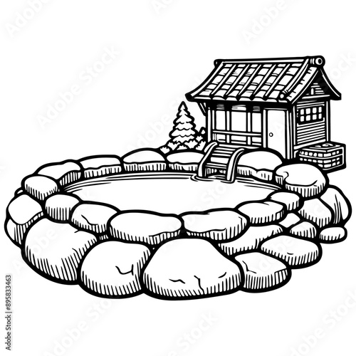 Onsen Pool Illustration.