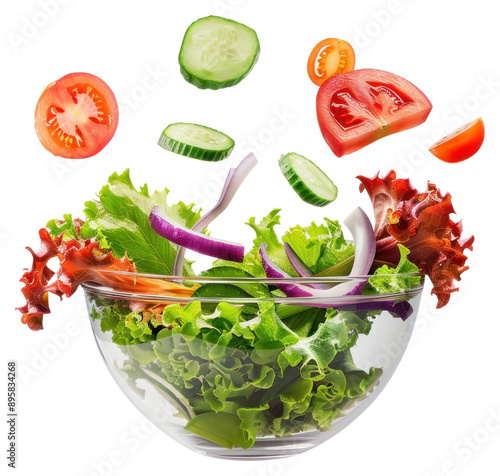 PNG Fresh vibrant salad ingredients floating