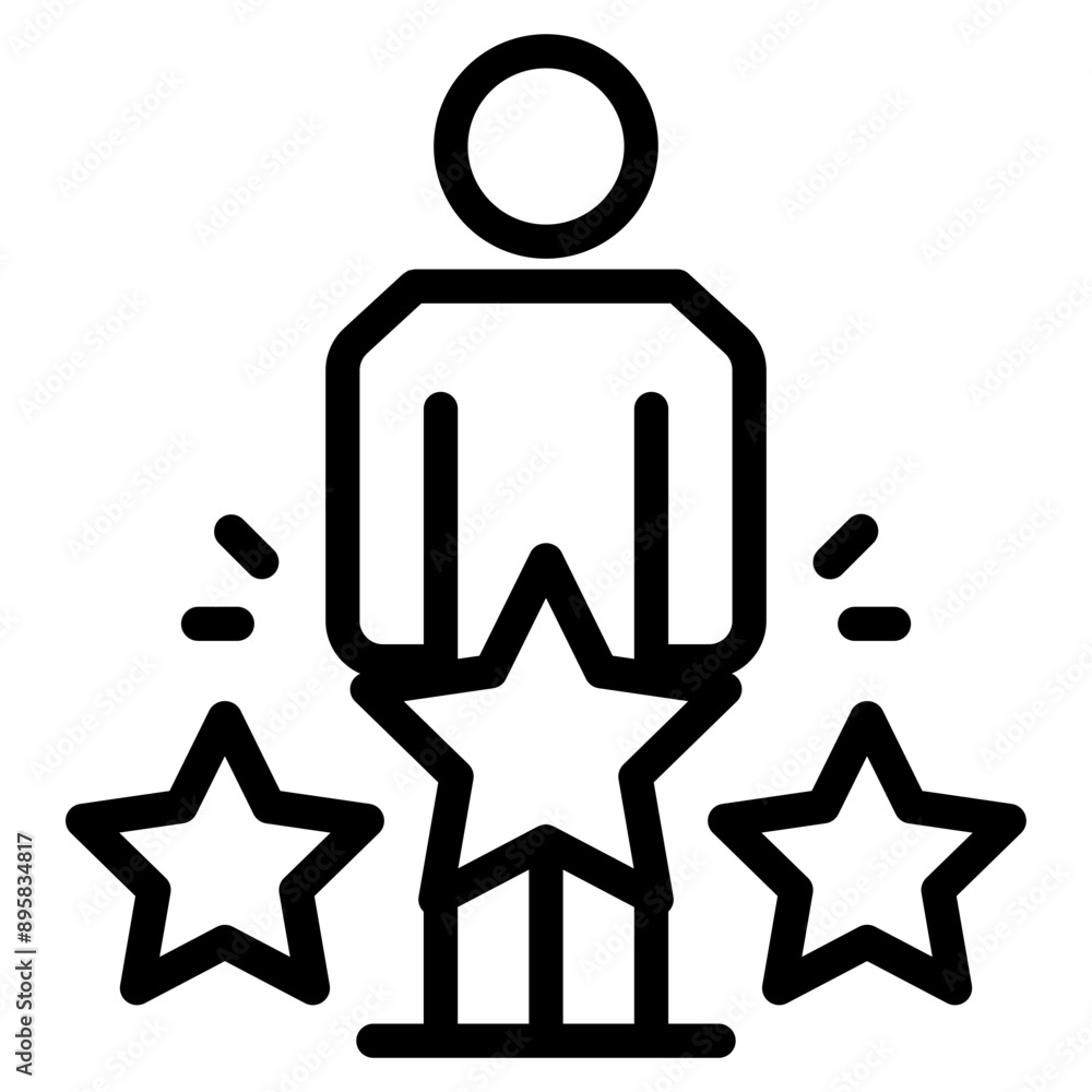 Customer Satisfaction Icon. Achievement, grade, ranking, star, user team icon. Client rating, executive, star user team icon. Business client icon, people group with stars sign.