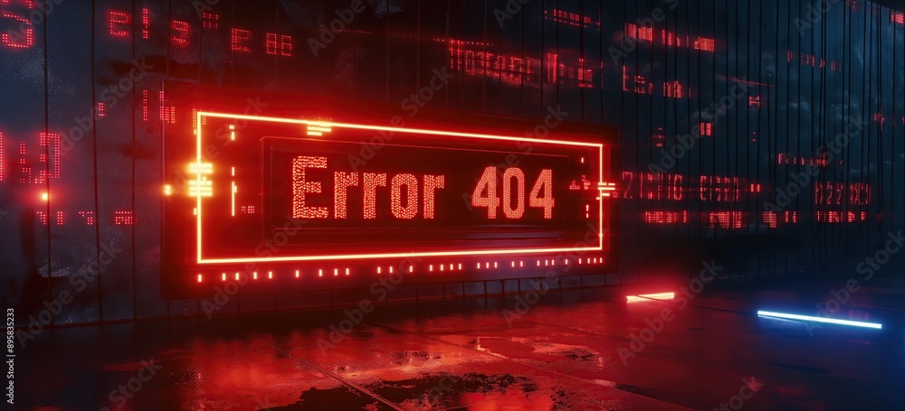 Red Binary Code Background with text Error 404, programming concept, system failure error Red Binary Code Background with text Error 404, programming concept, system failure error