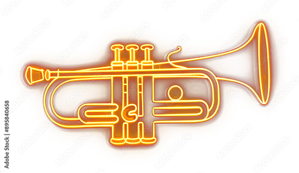 Obraz premium PNG Neon trumpet musical instrument illustration
