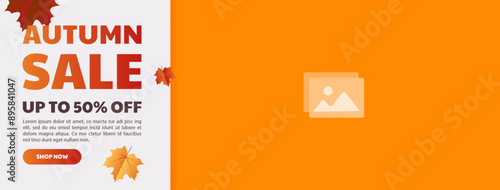 Autumn sale banner. Autumn discount sale for website, social media and advertising
