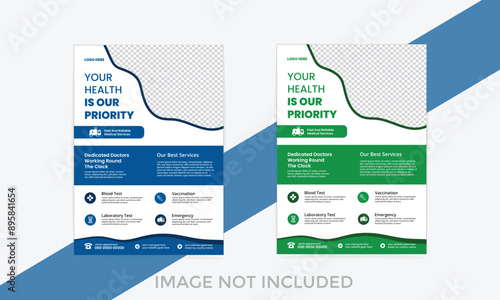 Corporate healthcare and medical flyer or poster design layout